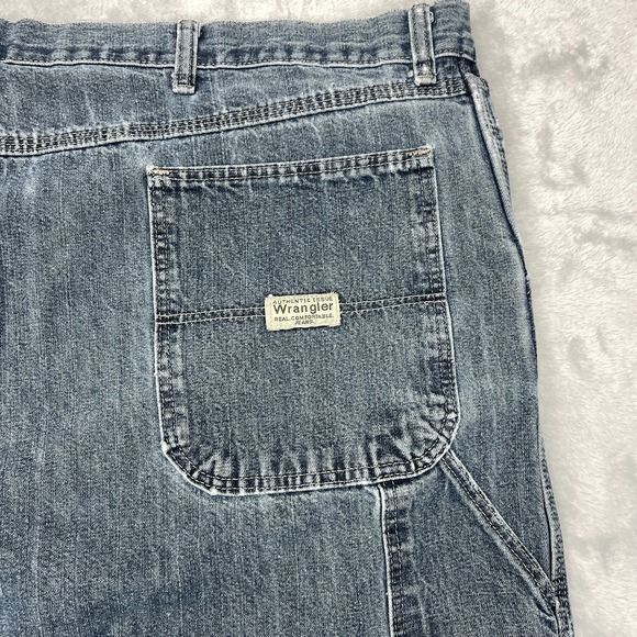 Vtg Wrangler Carpenter Jeans Mens 46x32 Blue Denim Workwear High-Rise Straight - Picture 6 of 10